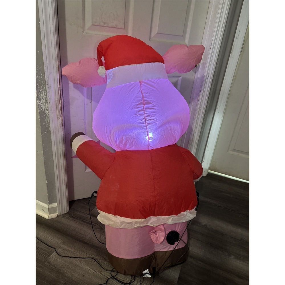 Holiday Living 3.5 Ft Inflatable Pig Santa Suit LED Lights Indoor Outdoor - Picture 3 of 4